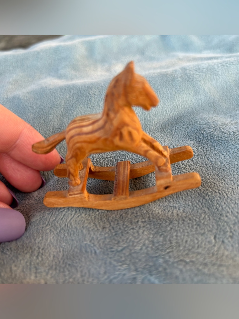 Vintage mini hand carved rocking horse trinket
